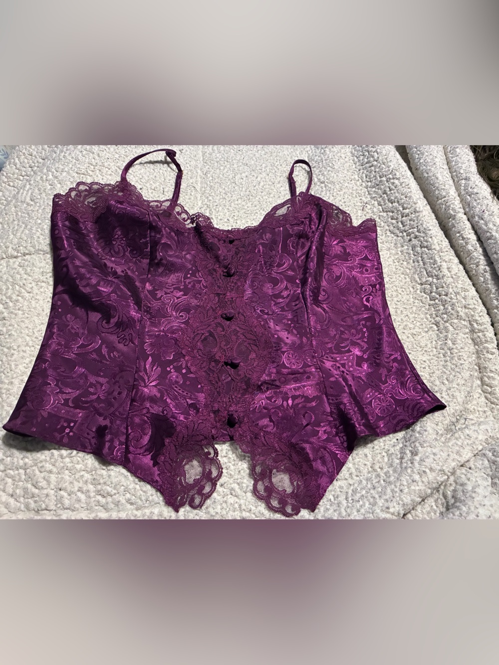 Vintage Y2k Gold Label Victoria's Secret Purple Lace Camisole, small, whimsy